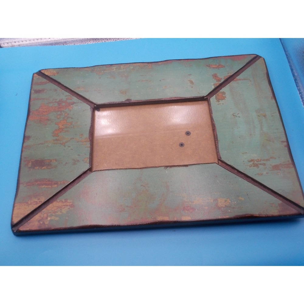 Rustic Distressed Green Wood Picture Frame 4x6 Tabletop Wall Mount Farmhouse